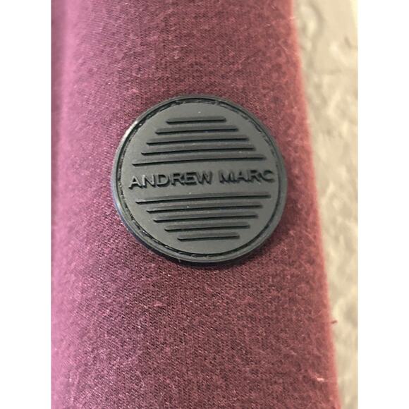 Andrew Marc Thick Fleece Jacket Size S Full Zip Removable Hood Wine Red Stretch - Picture 3 of 12